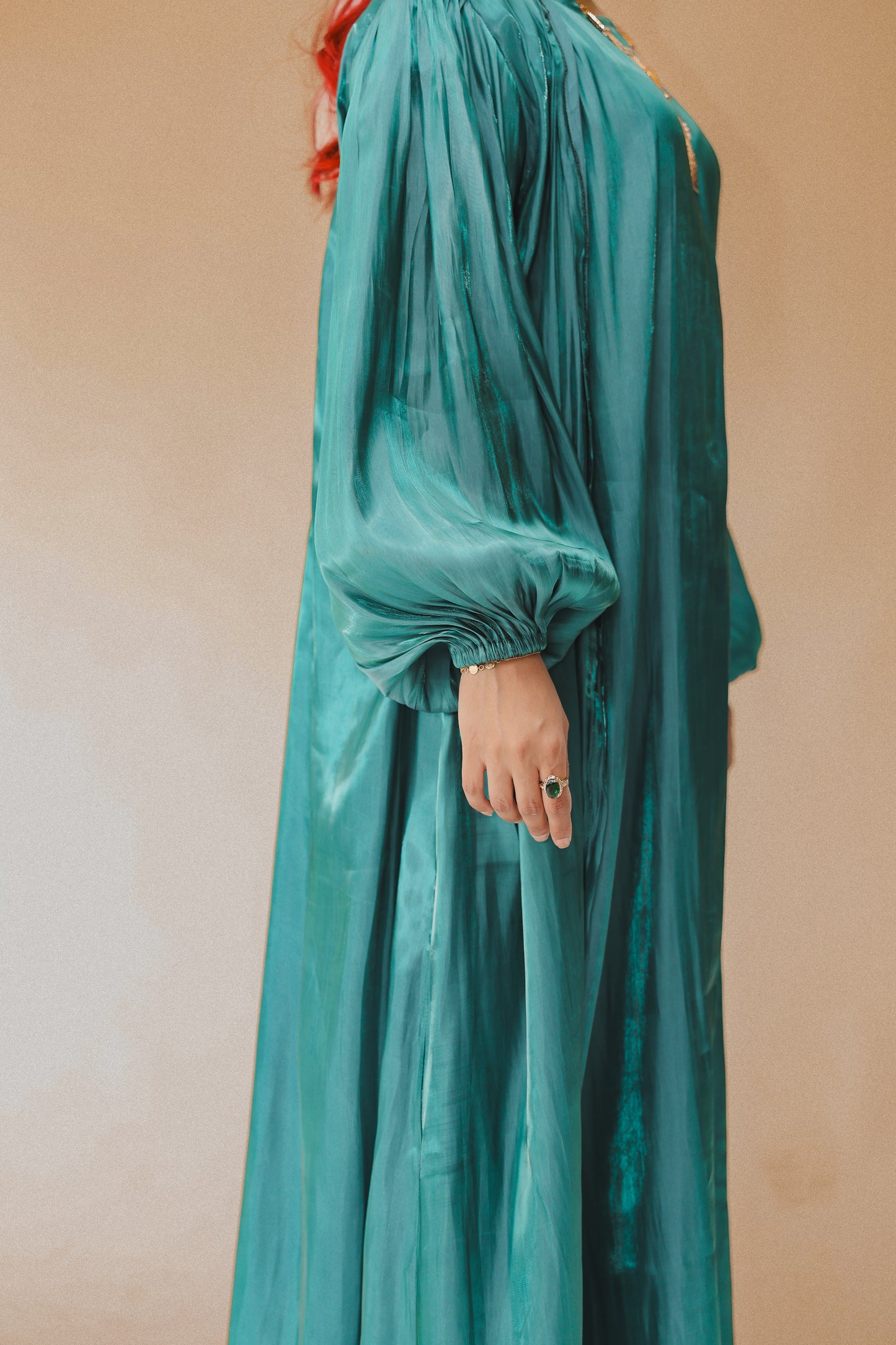Puffed Allure Abaya - Emerald Green