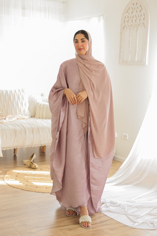 Shadowed Grace Abaya - Dusty Mauve