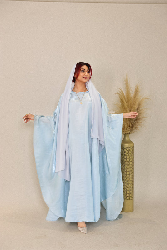 Shadowed Grace Abaya - Cloud Blue