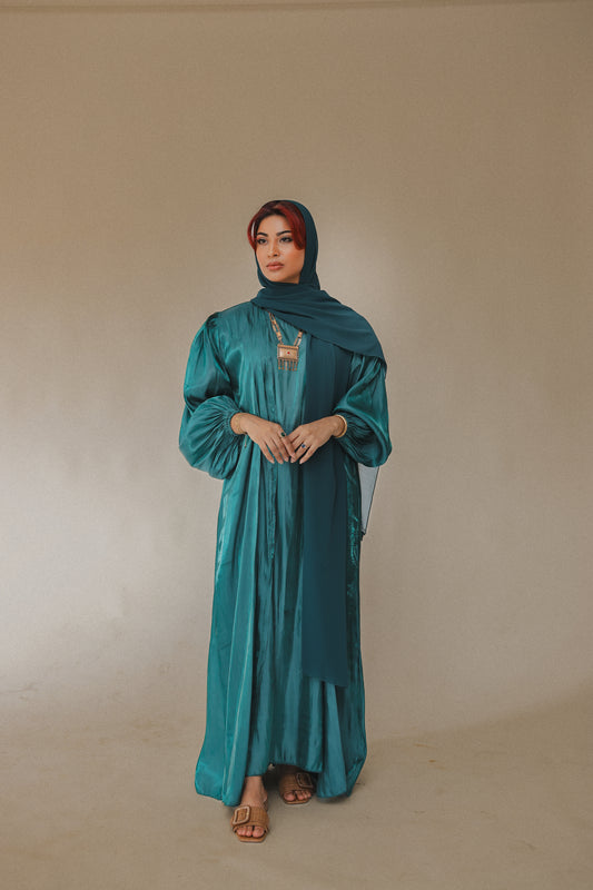 Puffed Allure Abaya - Emerald Green