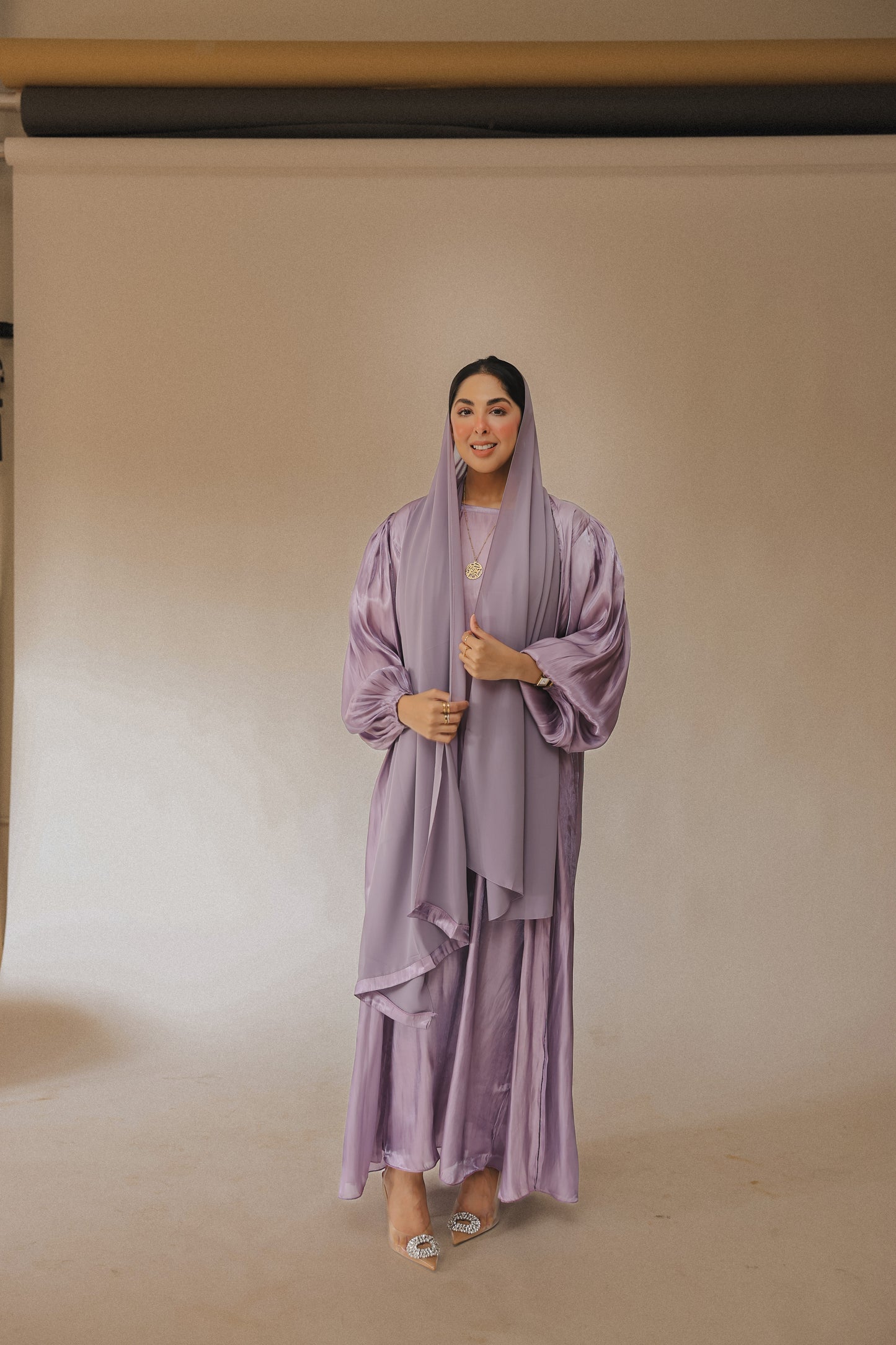 Puffed Allure Abaya - Amethyst Purple