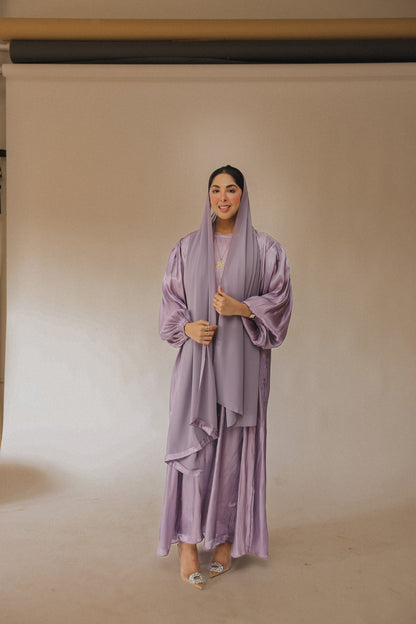 Puffed Allure Abaya - Amethyst Purple