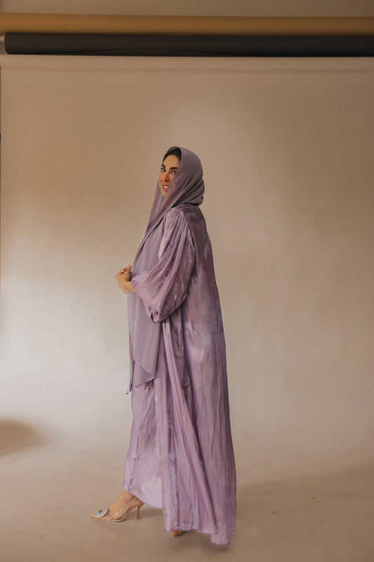 Puffed Allure Abaya - Amethyst Purple