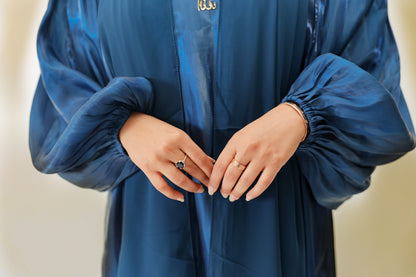 Puffed Allure Abaya - Sapphire Blue