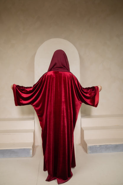 Mirrikh - Red Velvet Abaya Set