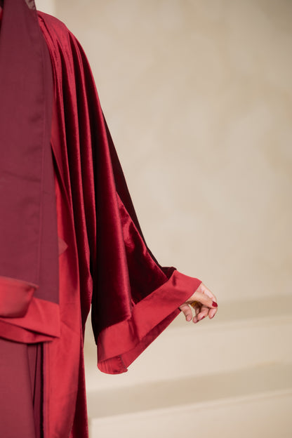 Mirrikh - Red Velvet Abaya Set