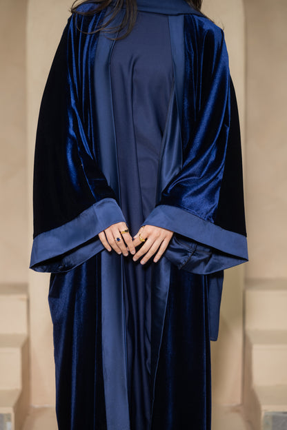 Bahr - Blue Velvet Abaya Set