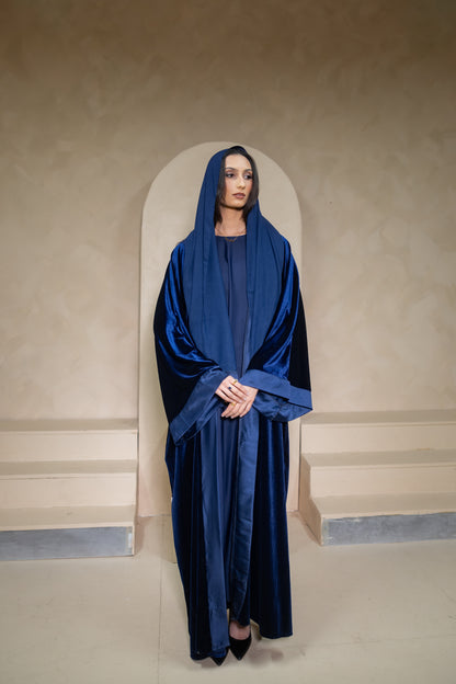 Bahr - Blue Velvet Abaya Set