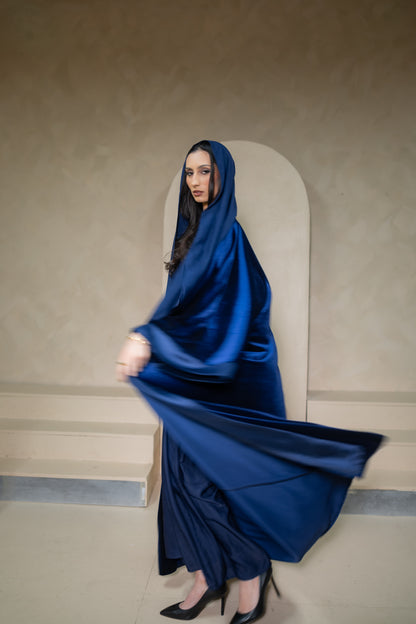 Bahr - Blue Velvet Abaya Set