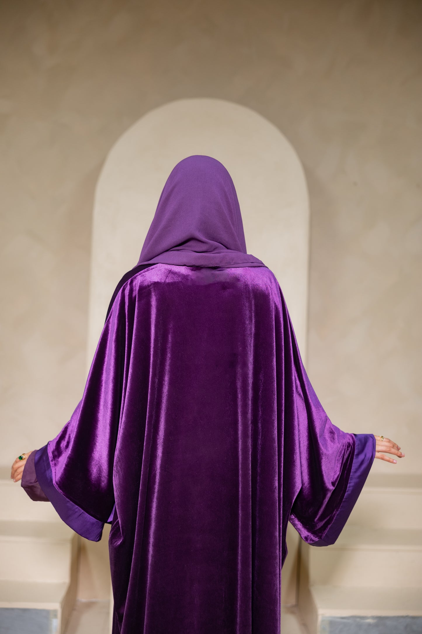 Shafaq - Purple Velvet Abaya Set
