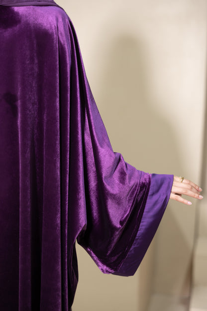 Shafaq - Purple Velvet Abaya Set