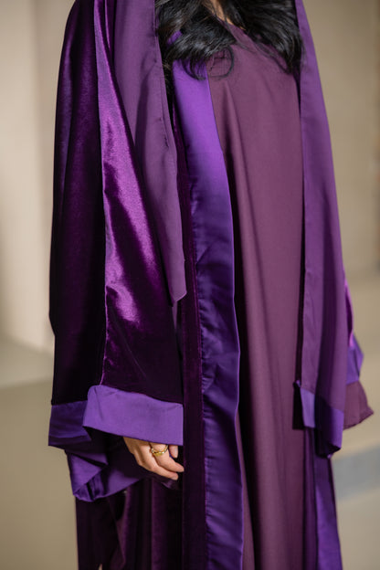 Shafaq - Purple Velvet Abaya Set