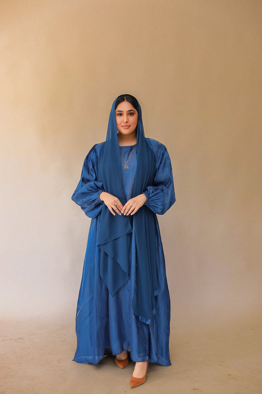 Puffed Allure Abaya - Sapphire Blue